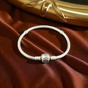 Pandora ALE Sterling Silver Barrel Clasp Charm Bracelet ~ 7" 590702HV